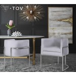 TOV Furniture Giselle Grey Velvet Dining Chair with Silver Leg