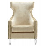 TOV Furniture Gramercy Gold Croc Velvet Wing Chair