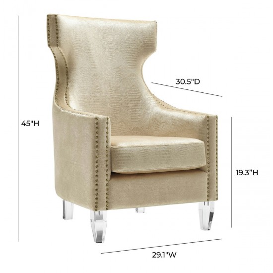 TOV Furniture Gramercy Gold Croc Velvet Wing Chair