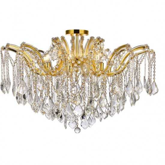 Elegant Lighting Maria Theresa 8 Light Gold Flush Mount Clear Spectra Swarovski Crystal