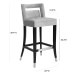 TOV Furniture Hart Grey Velvet Bar Stool