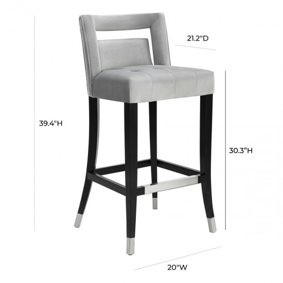 TOV Furniture Hart Grey Velvet Bar Stool