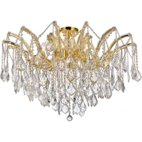 Elegant Lighting Maria Theresa 8 Light Gold Flush Mount Clear Spectra Swarovski Crystal