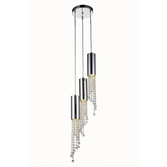 Elegant Lighting Niagara 3 Light Chrome Pendant Clear Royal Cut Crystal