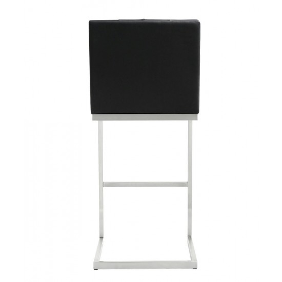 TOV Furniture Helsinki Black Stainless Steel Barstool - Set of 2