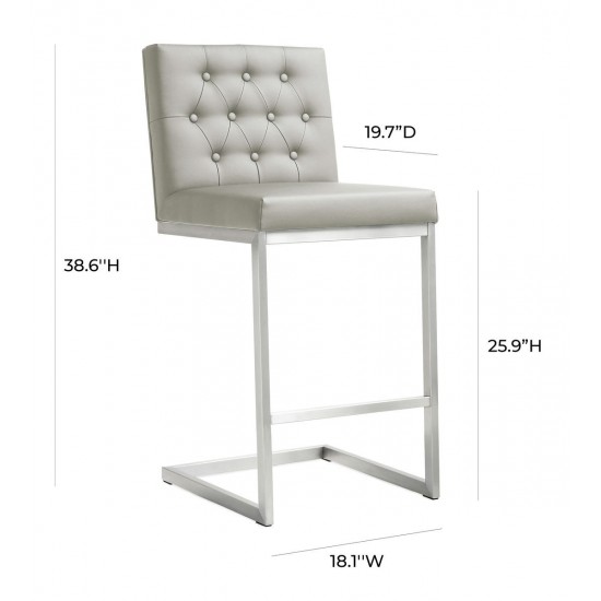 TOV Furniture Helsinki Light Grey Steel Counter Stool - Set of 2