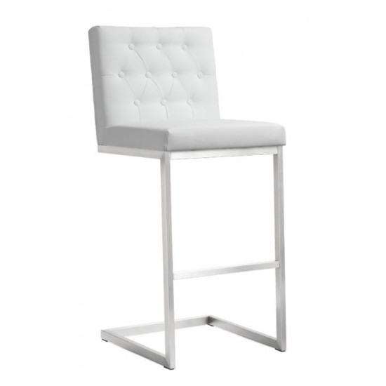 TOV Furniture Helsinki White Stainless Steel Barstool - Set of 2