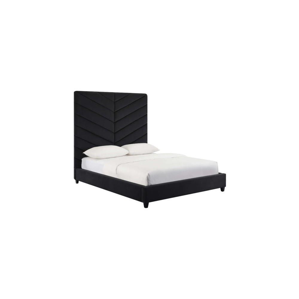 TOV Furniture Javan Black Velvet Bed in King TOV Furniture Javan Black Velvet Bed in King