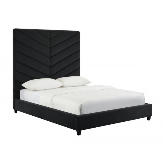 TOV Furniture Javan Black Velvet Bed in Queen