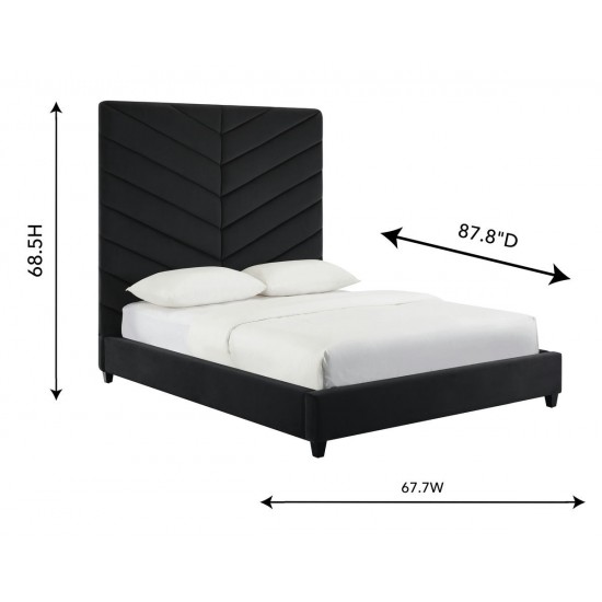 TOV Furniture Javan Black Velvet Bed in Queen