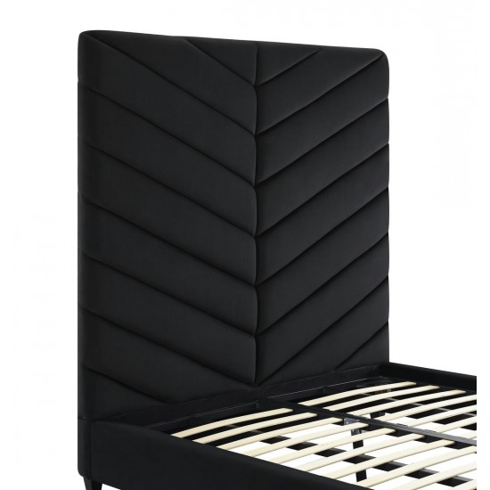 TOV Furniture Javan Black Velvet Bed in Queen