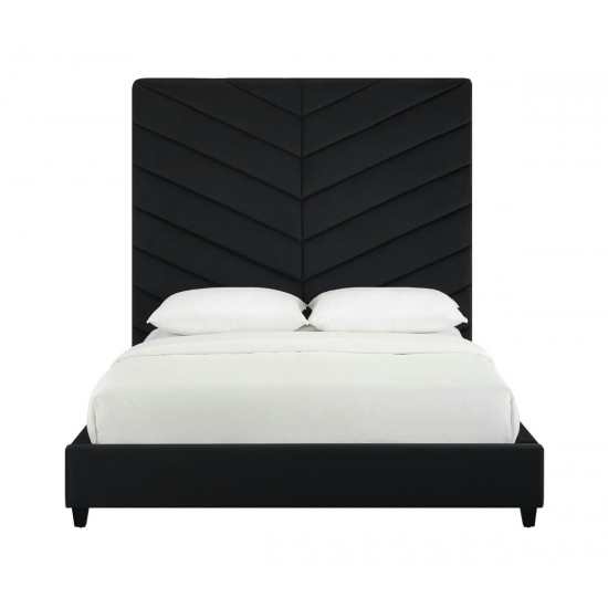 TOV Furniture Javan Black Velvet Bed in Queen