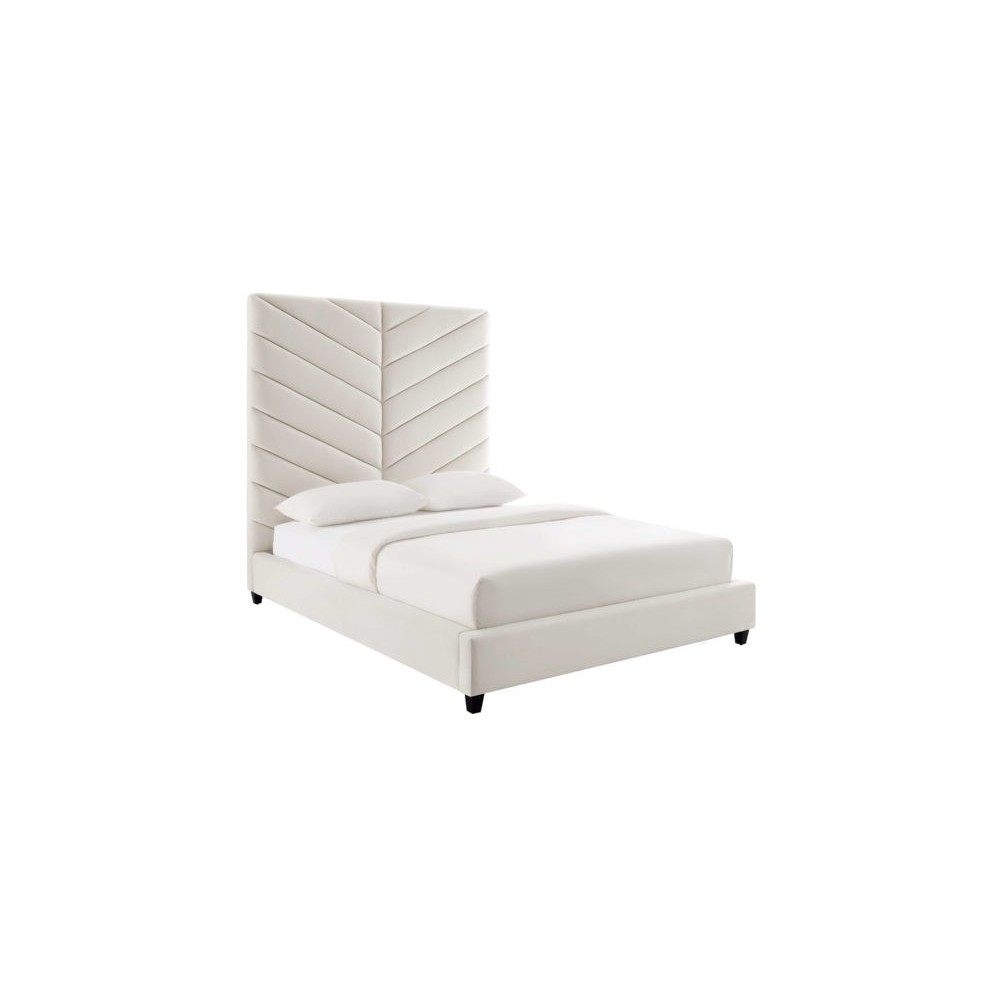 TOV Furniture Javan Cream Velvet Bed in King