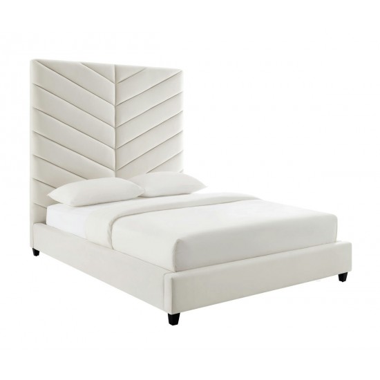 TOV Furniture Javan Cream Velvet Bed in Queen