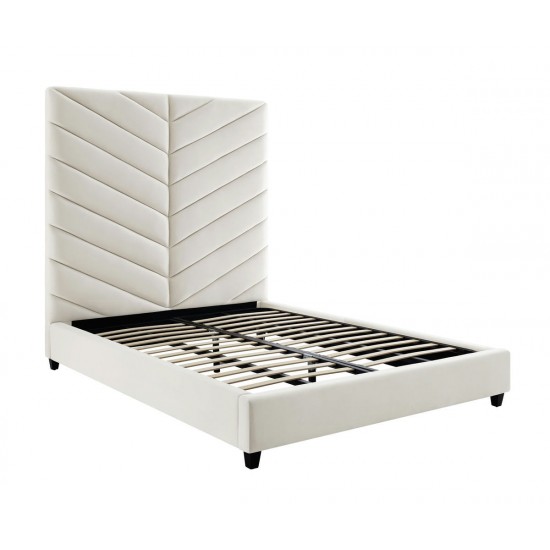 TOV Furniture Javan Cream Velvet Bed in Queen