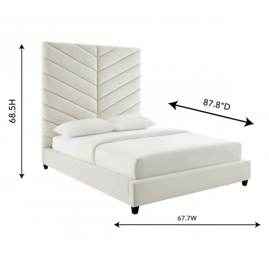 TOV Furniture Javan Cream Velvet Bed in Queen