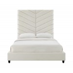 TOV Furniture Javan Cream Velvet Bed in Queen