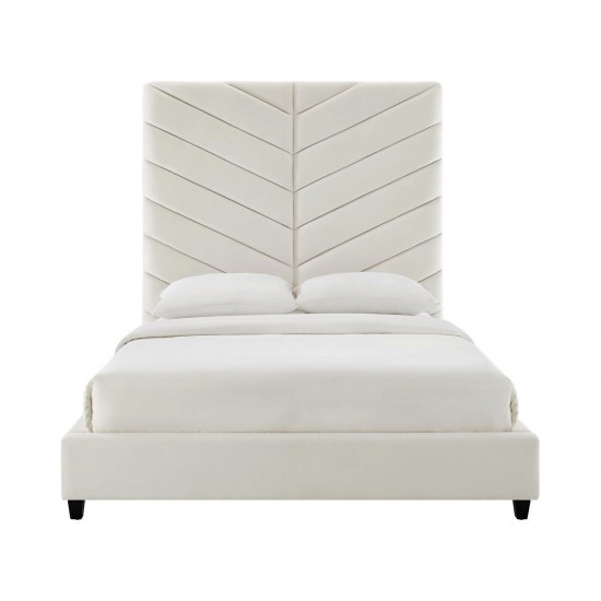 TOV Furniture Javan Cream Velvet Bed in Queen
