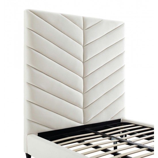 TOV Furniture Javan Cream Velvet Bed in Queen