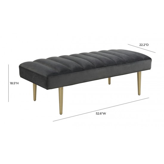 TOV Furniture Jax Grey Velvet Bench