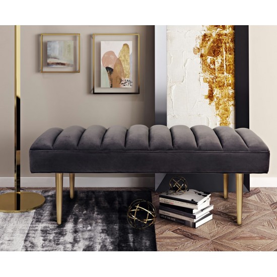 TOV Furniture Jax Grey Velvet Bench