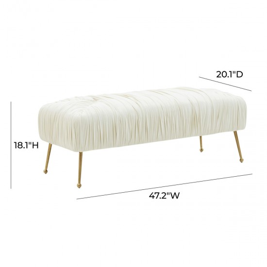 TOV Furniture Jessica Cream Velvet Bench