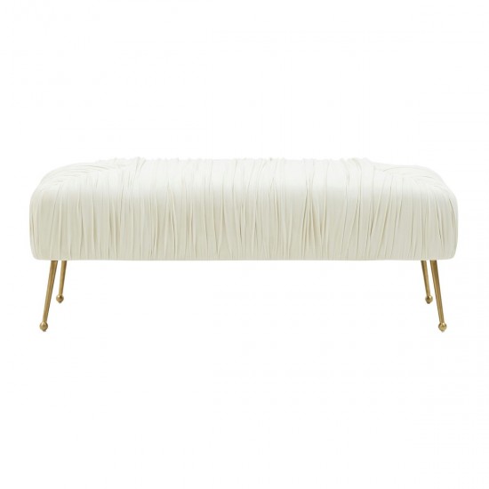 TOV Furniture Jessica Cream Velvet Bench