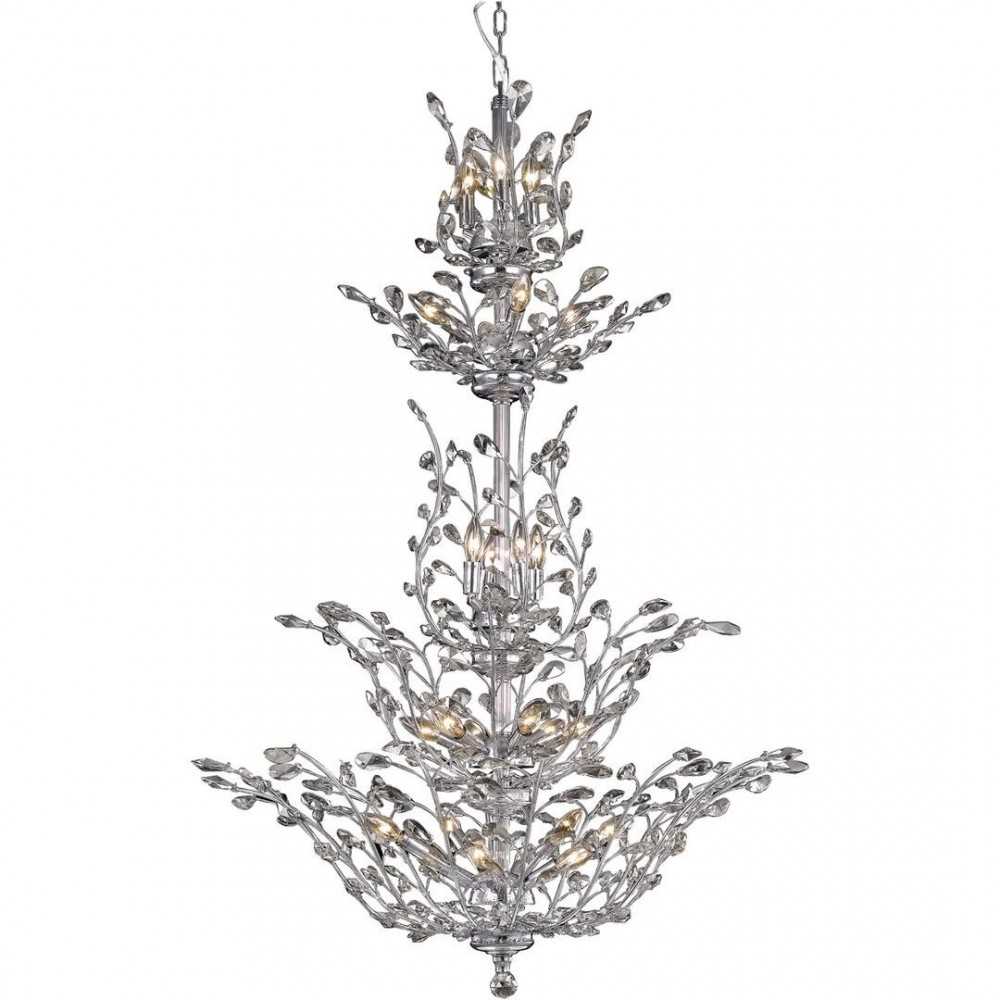 Elegant Lighting Orchid 25 Light Chrome Chandelier Clear Swarovski Elements Crystal