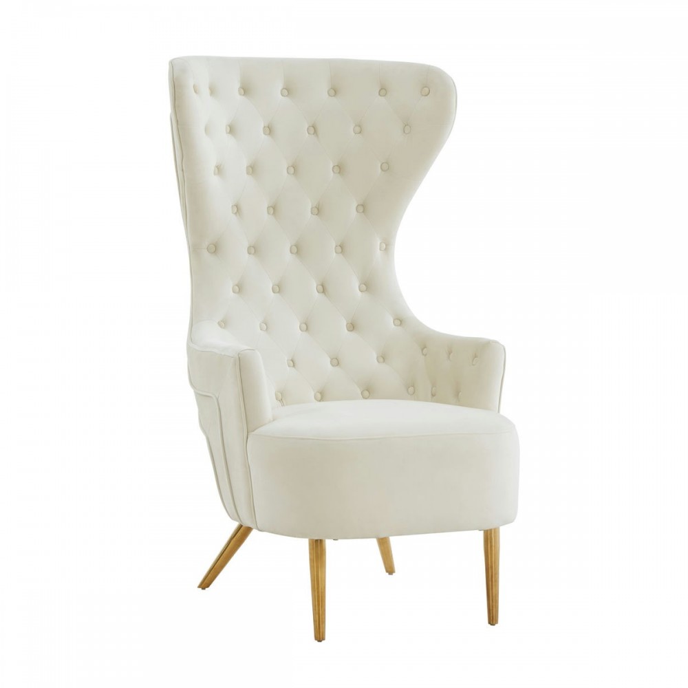 TOV Furniture Jezebel Cream Velvet Wingback Chair TOV Furniture Jezebel Cream Velvet Wingback Chair