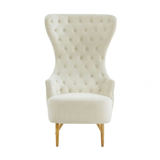 TOV Furniture Jezebel Cream Velvet Wingback Chair