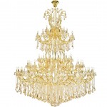 Elegant Lighting 84 Light Gold Chandelier With Golden Shadow Tear Drop Crystals Golden Shadow (Champagne) Royal Cut Crystal