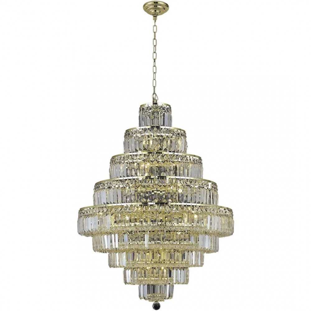 Elegant Lighting Maxime 20 Light Gold Chandelier Clear Royal Cut Crystal