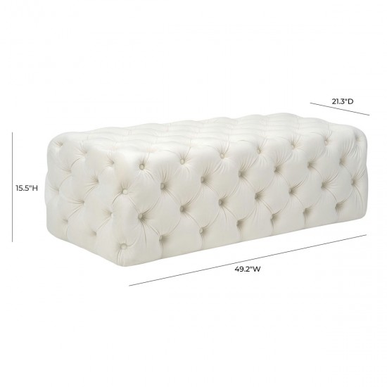 TOV Furniture Kaylee Cream Velvet Ottoman