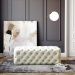 TOV Furniture Kaylee Cream Velvet Ottoman