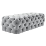 TOV Furniture Kaylee Grey Velvet Ottoman