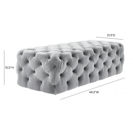 TOV Furniture Kaylee Grey Velvet Ottoman