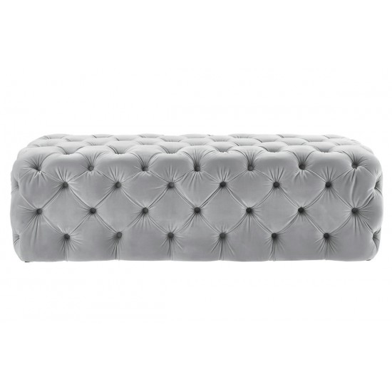 TOV Furniture Kaylee Grey Velvet Ottoman