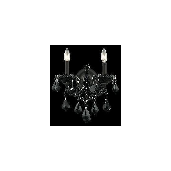 Elegant Lighting Maria Theresa 2 Light Black Wall Sconce Jet (Black) Royal Cut Crystal