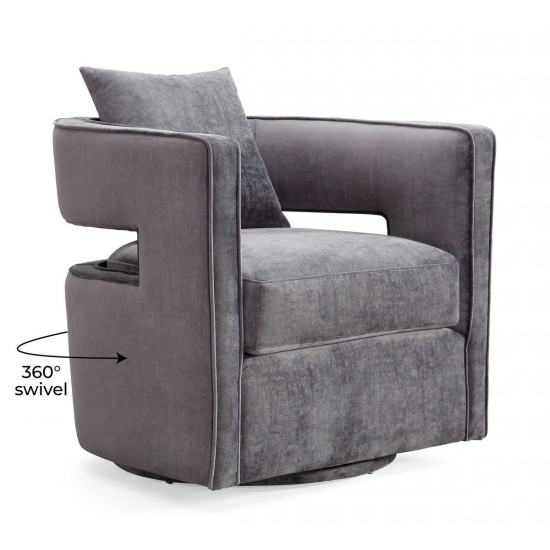 TOV Furniture Kennedy Grey Swivel Chair