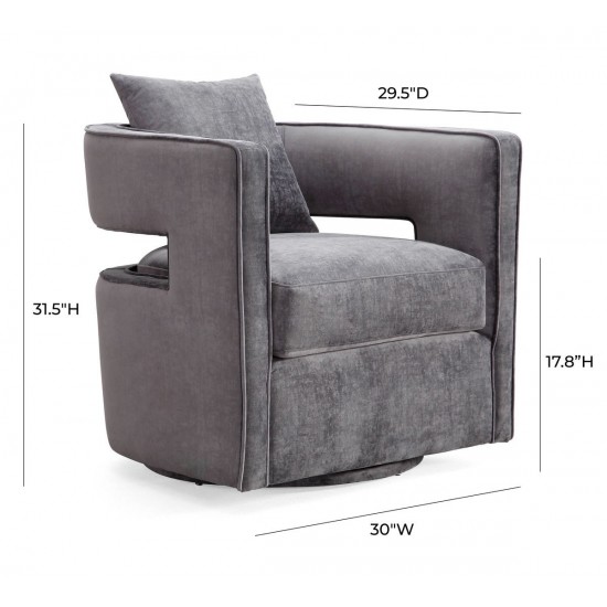 TOV Furniture Kennedy Grey Swivel Chair