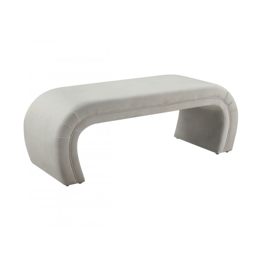 TOV Furniture Kenya Light Grey Velvet Bench