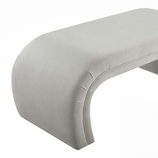 TOV Furniture Kenya Light Grey Velvet Bench