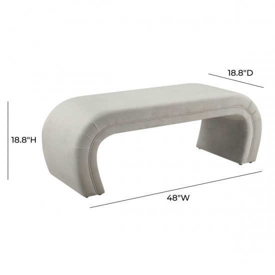 TOV Furniture Kenya Light Grey Velvet Bench