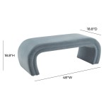 TOV Furniture Kenya Sea Blue Velvet Bench