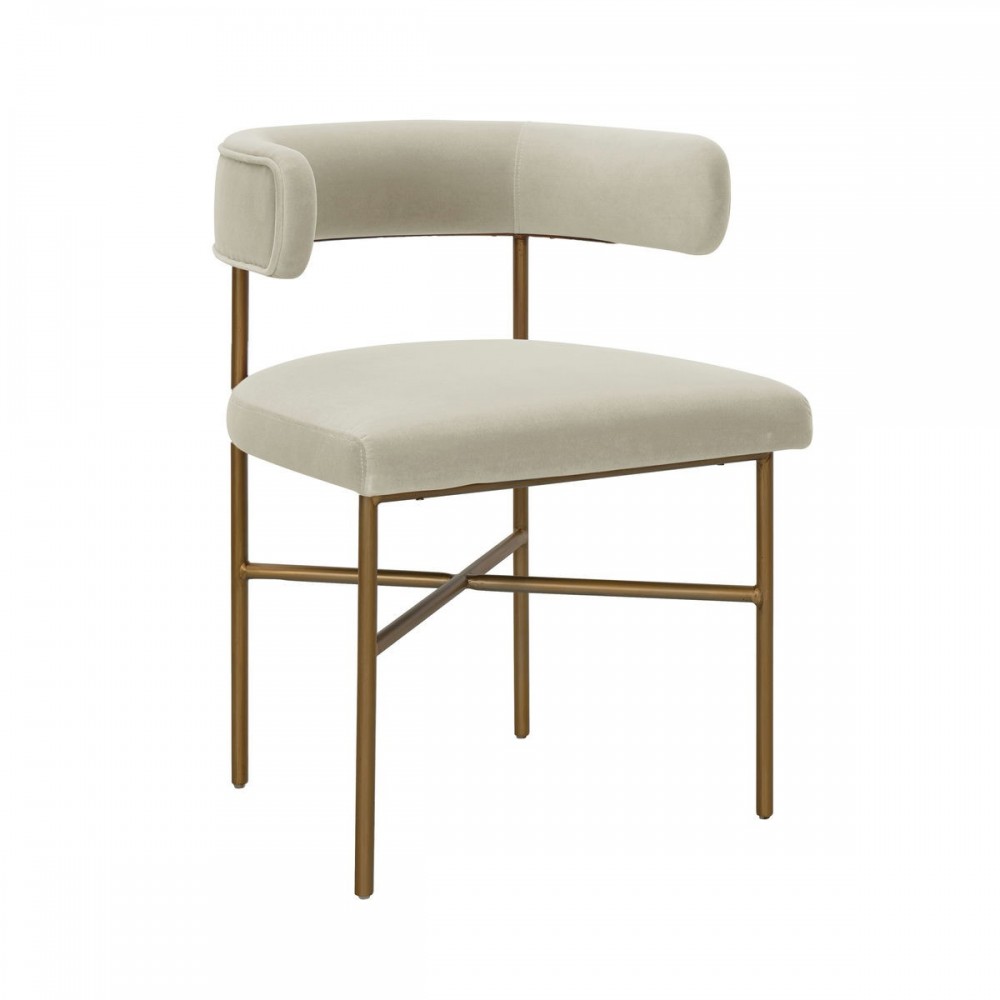 TOV Furniture Kim Performance Velvet Chair in Cream