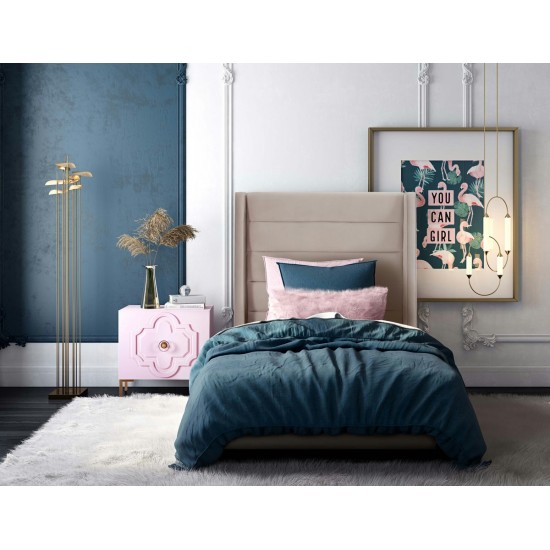 TOV Furniture Koah Blush Velvet Bed in Twin