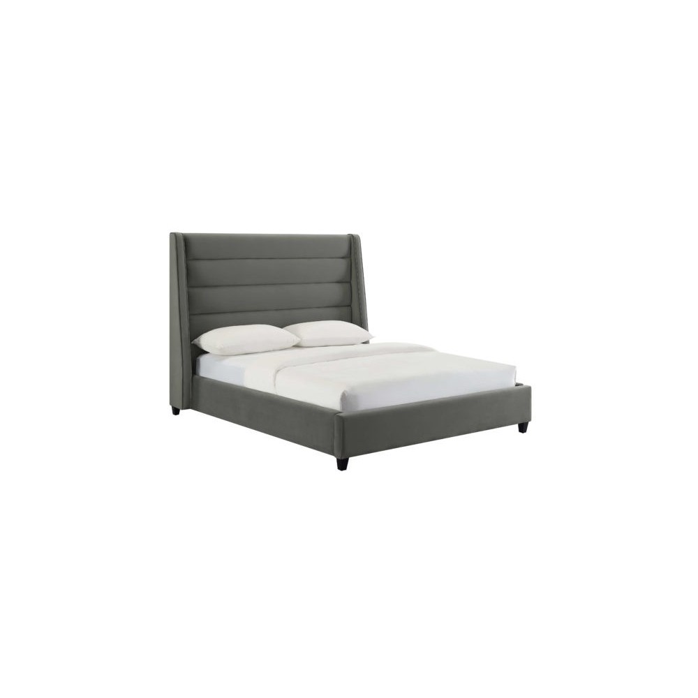 TOV Furniture Koah Grey Velvet Bed in King