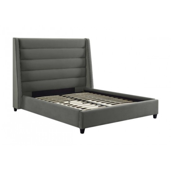 TOV Furniture Koah Grey Velvet Bed in King