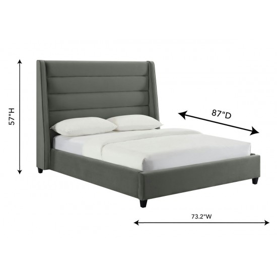 TOV Furniture Koah Grey Velvet Bed in Queen