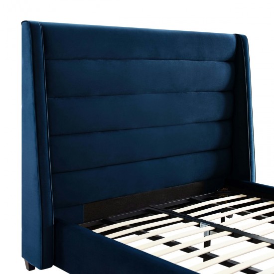 TOV Furniture Koah Navy Velvet Bed in Queen